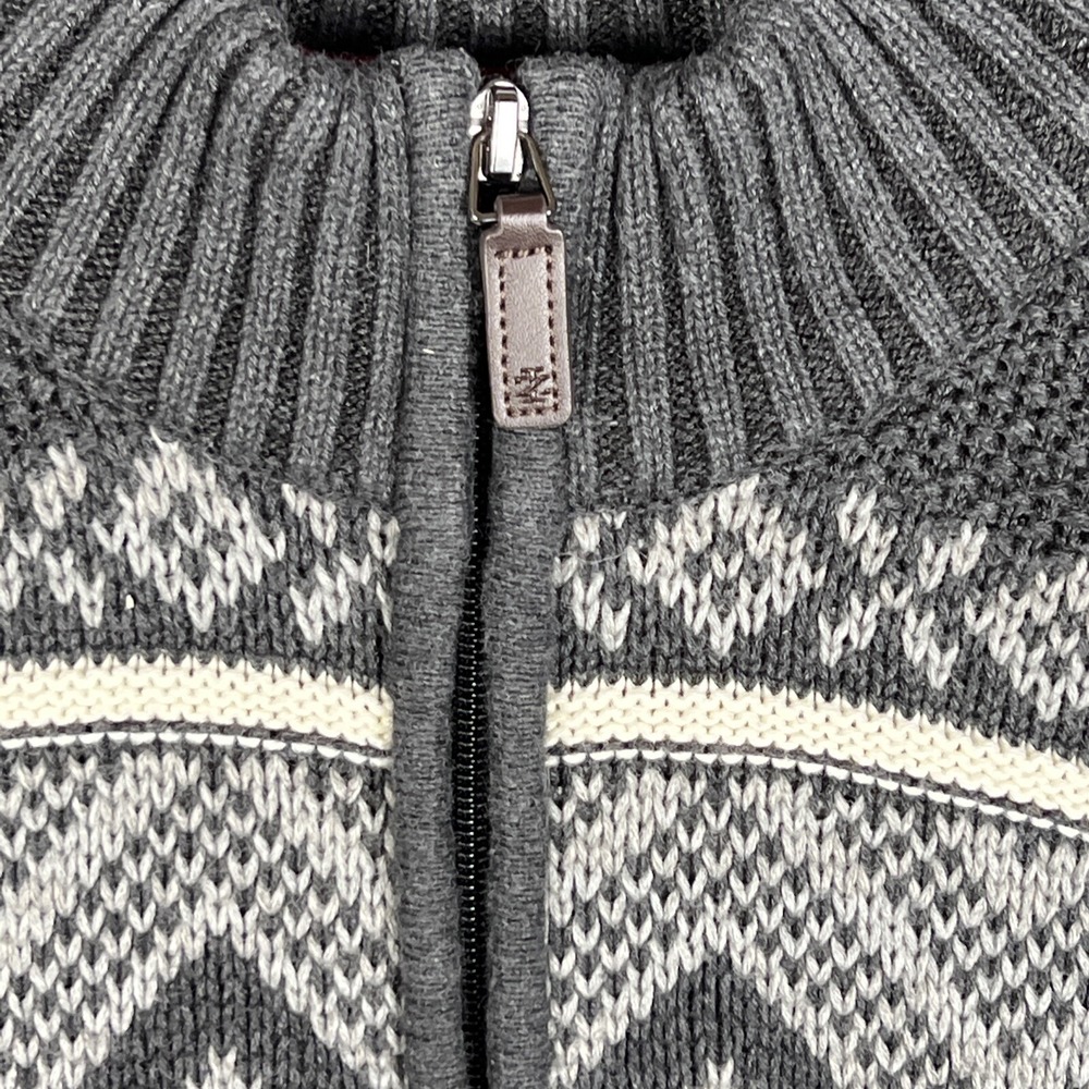Izod Mens Fair Isles Sweater Size L Gray 1/4 Zip Pullover Mock Neck‎ Knit Nordic - Picture 3 of 13